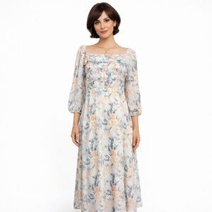 Simplee Dress XL Floral Ruffle Maxi Cottagecore Romantic Ethereal Flowy Dreamy